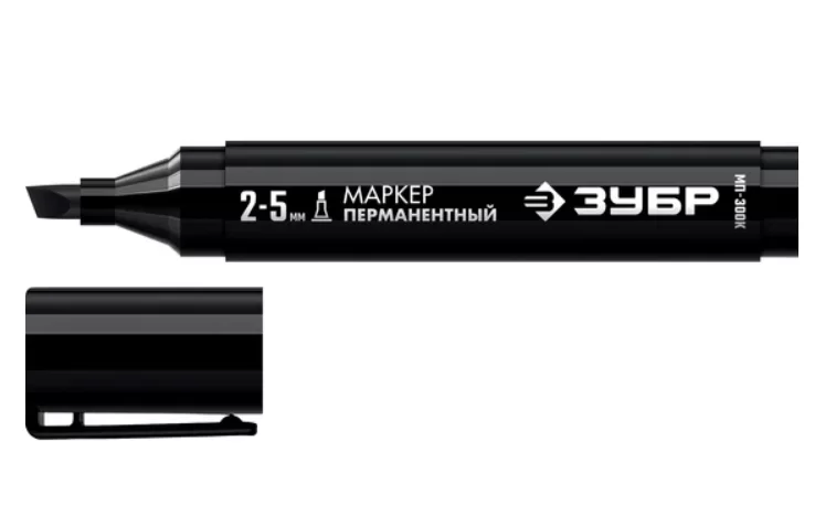 Маркер перманетный Зубр 2-5 мм, черный клиновидный – №1