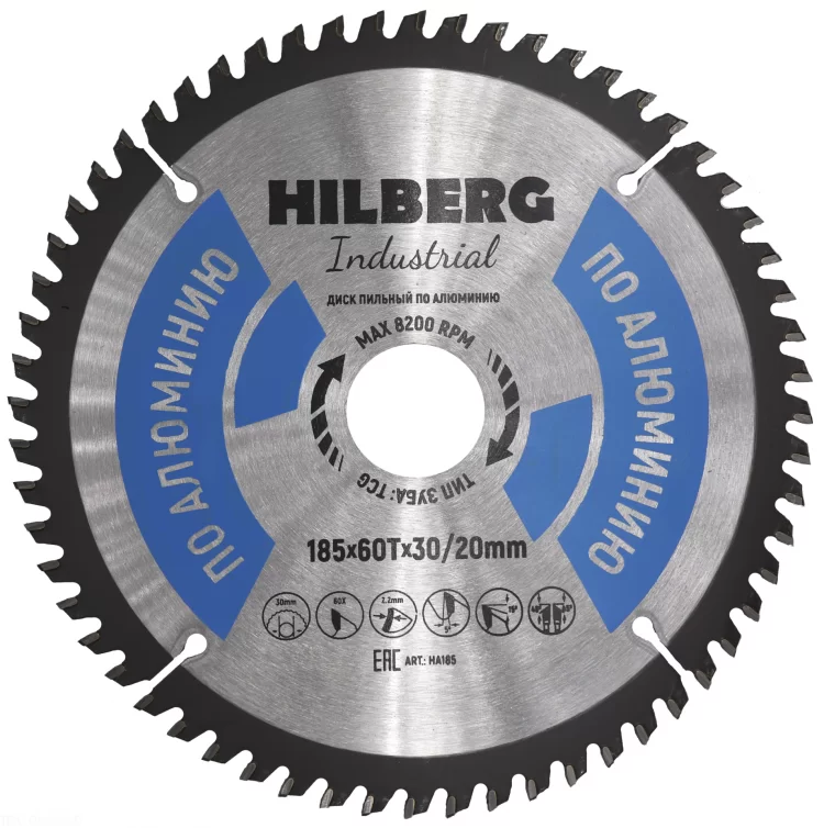 Диск пильный Hilberg Industrial Алюминий 185х30/20 мм 60T – фото №1 Диск пильный Hilberg Industrial Алюминий 185х30/20 мм 60T – №1