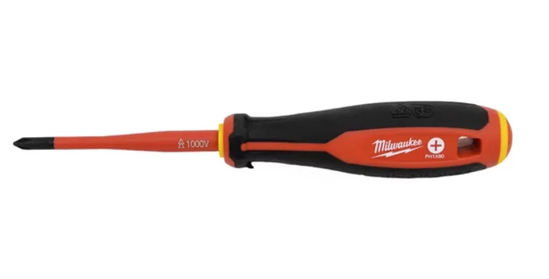 Отвертка крестовая Milwaukee VDE PH1x80 мм диэлектрическая с трехгранной рукояткой – №1