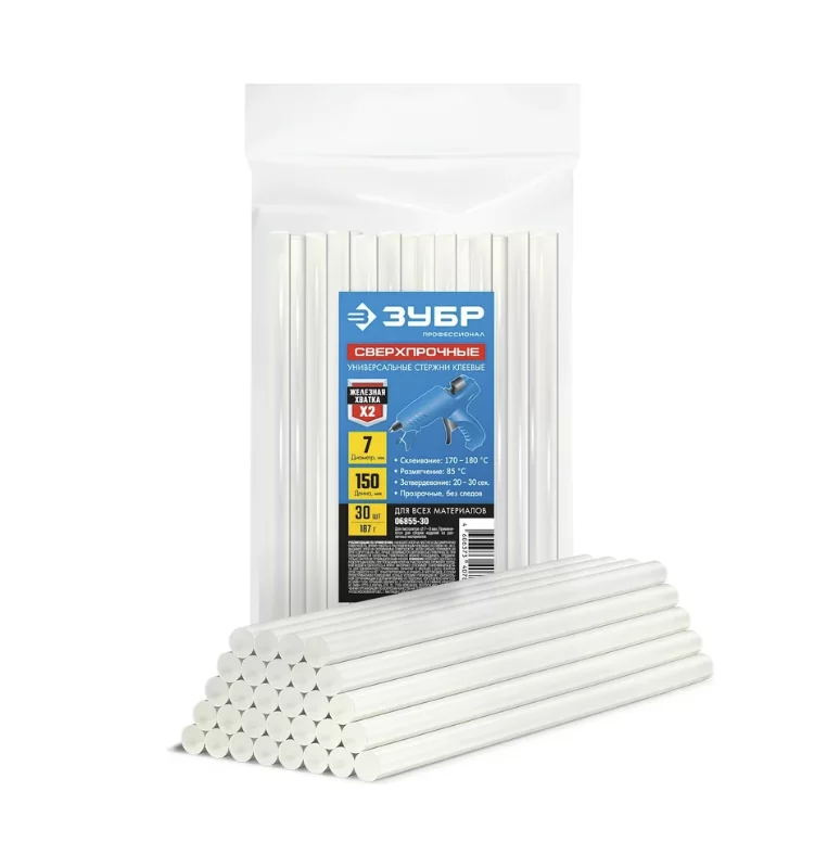 Клей для термопистолета Зубр 7х150 мм прозрачный – №1