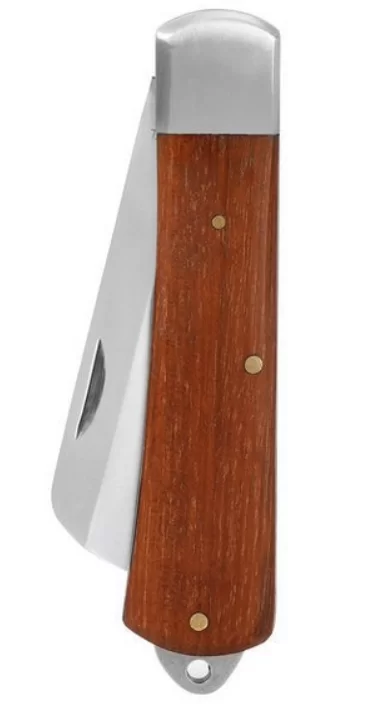 Нож электрика WORKPRO 122 мм с прямым лезвием деревянной рукояткой (WP294001) №1