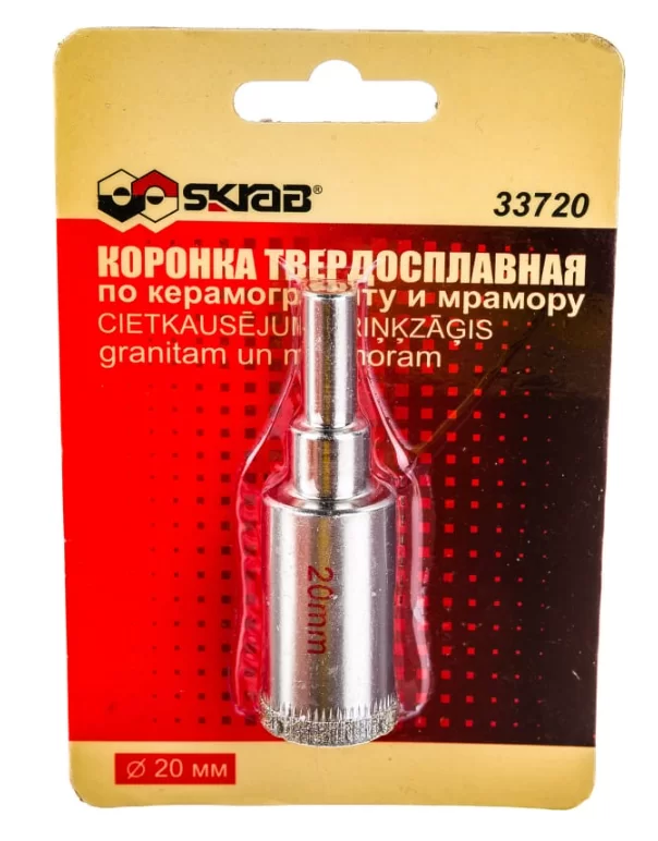 Коронка алмазная для дрели Skrab 20 мм по керамограниту – фото №1 Коронка алмазная для дрели Skrab 20 мм по керамограниту – №1