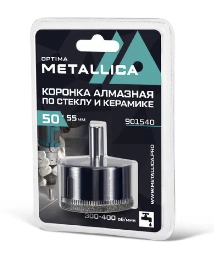 Коронка алмазная Metallica Optima 50x55 мм #80 по стеклу/плитке – №1