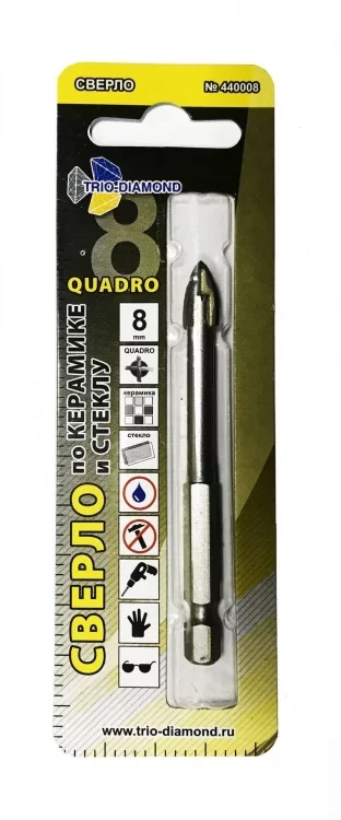 Сверло по керамике и стеклу Trio Diamond Quadro 8 мм – фото №1 Сверло по керамике и стеклу Trio Diamond Quadro 8 мм – №1