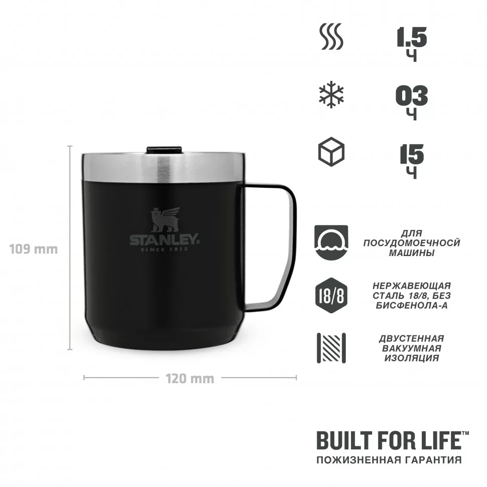 Термокружка Stanley Classic 0,35 л черная №3