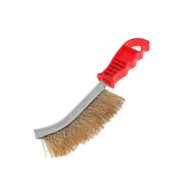 Щетка с пластиковой рукояткой Strong 180 мм, латунная щетина – №1