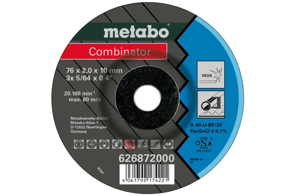 Диск по металлу Metabo Combinator 76x2мм Inox (3 шт.) – фото №1 Диск по металлу Metabo Combinator 76x2мм Inox (3 шт.) – №1