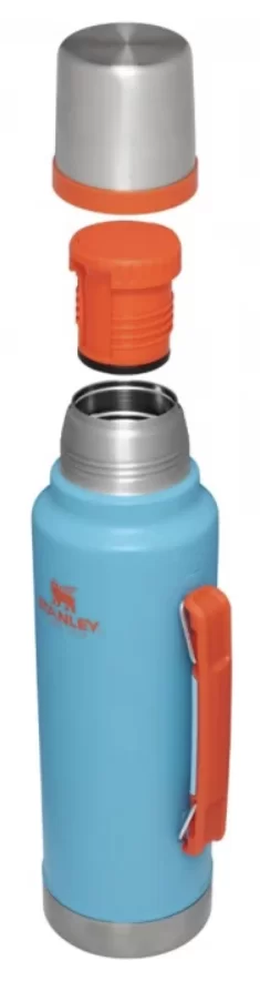 Термос Stanley Classic 1,4 л голубой с оранжевым лого №1