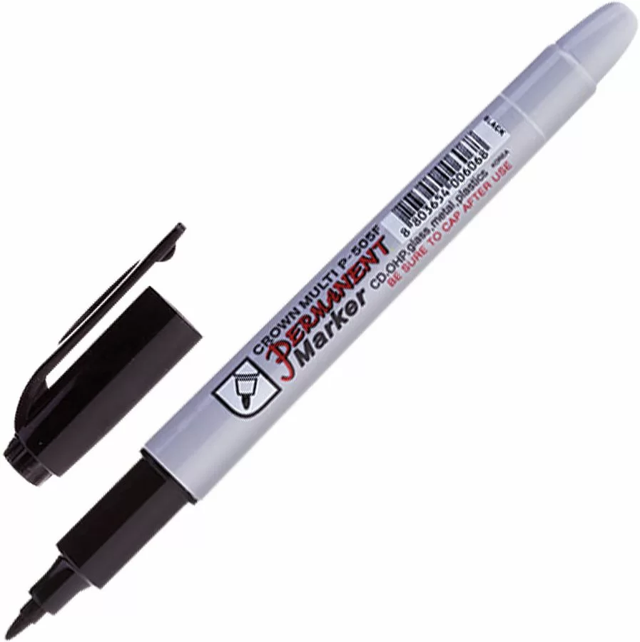 Маркер перманентный Crown 1 мм, пулевидный, черный – №1
