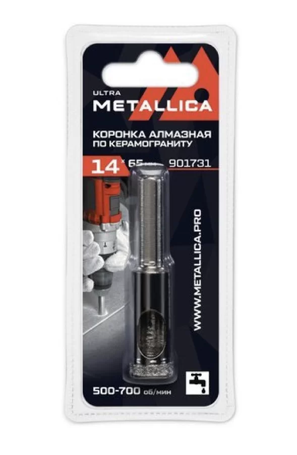 Коронка алмазная Metallica Ultra 14x65 мм #60 по керамограниту, плитке – фото №1 Коронка алмазная Metallica Ultra 14x65 мм #60 по керамограниту, плитке – №1