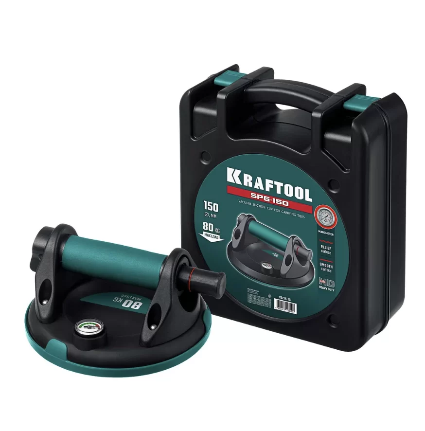 Присоска вакуумная Kraftool SPG-150 с манометром, 80 кг, 150 мм – №1