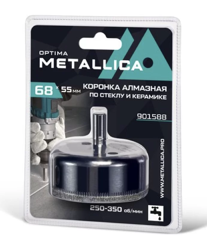 Коронка алмазная Metallica Optima 68x55 мм #80 по стеклу/плитке – №1