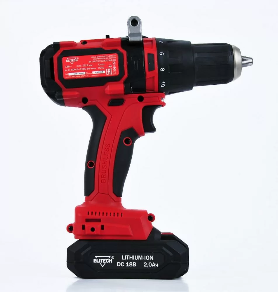 Аккумуляторная ударная дрель-шуруповерт Elitech ДА 18УБЛ2 (2х2,0 Ач) №4