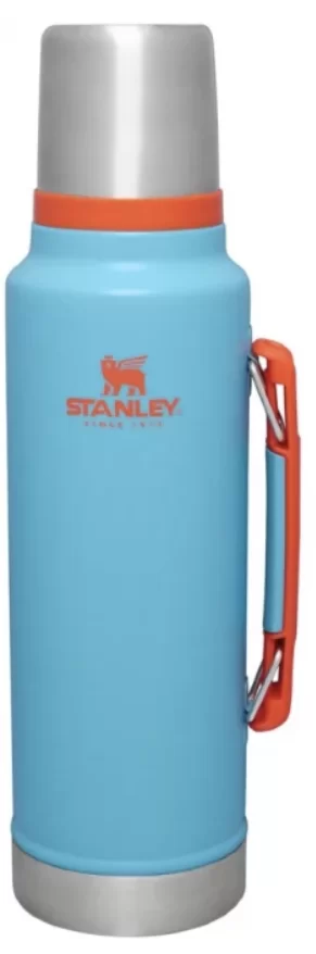 Термос Stanley Classic 1,4 л голубой с оранжевым лого – №1