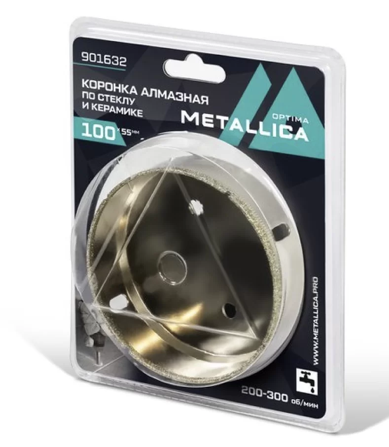 Коронка алмазная Metallica Optima 100x55 мм #80 по стеклу, плитке – фото №1 Коронка алмазная Metallica Optima 100x55 мм #80 по стеклу, плитке – №1