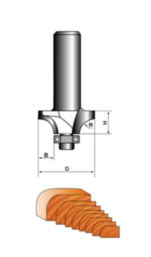 Фреза кромочная калевочная Strong 8х21х8 мм R4 с нижним подшипником – фото №1 Фреза кромочная калевочная Strong 8х21х8 мм R4 с нижним подшипником – №1