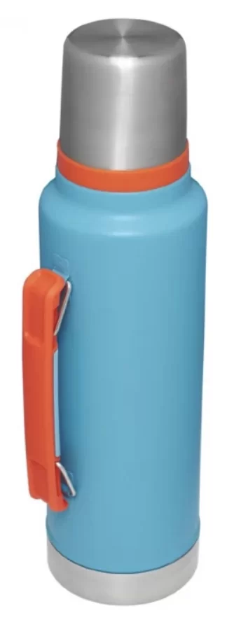 Термос Stanley Classic 1,4 л голубой с оранжевым лого №2