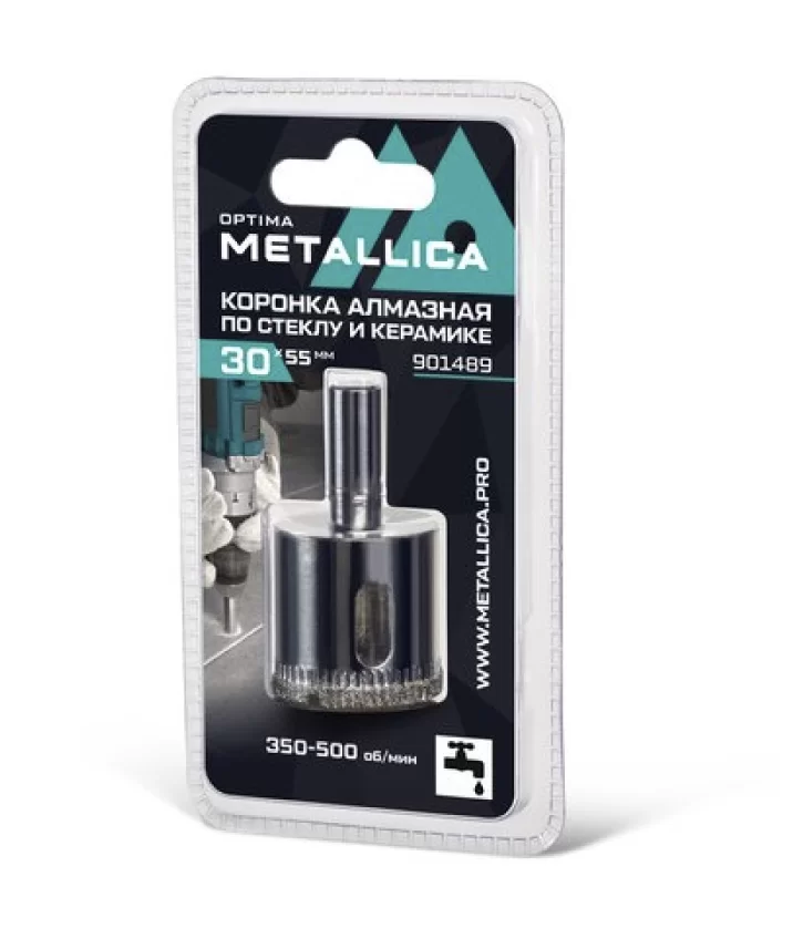Коронка алмазная Metallica Optima 30x55 мм #80 по стеклу/плитке – №1