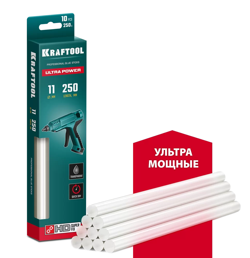 Клей для термопистолета Kraftool 11х250 мм ультрамощный – фото №1 Клей для термопистолета Kraftool 11х250 мм ультрамощный – №1