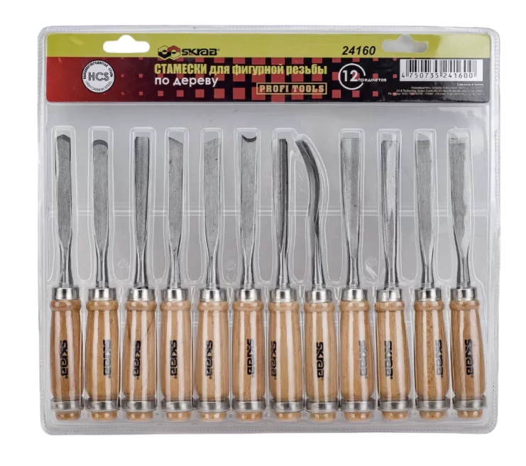 Набор резцов по дереву Skrab (12 шт) – фото №1 Набор резцов по дереву Skrab (12 шт) – №1