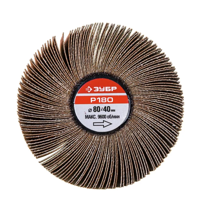 Диск шлифовальный лепестковый Зубр 80х40х6 мм P180 на шпильке №1