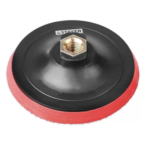 Тарелка опорная для УШМ Stayer 125 мм на липучке – фото №1 Тарелка опорная для УШМ Stayer 125 мм на липучке – №1