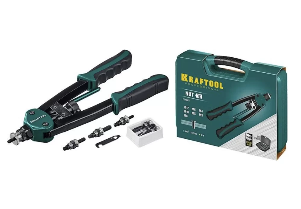 Заклепочник Kraftool NUT-12 М3 - М12 резьбовой двуручный в кейсе №1
