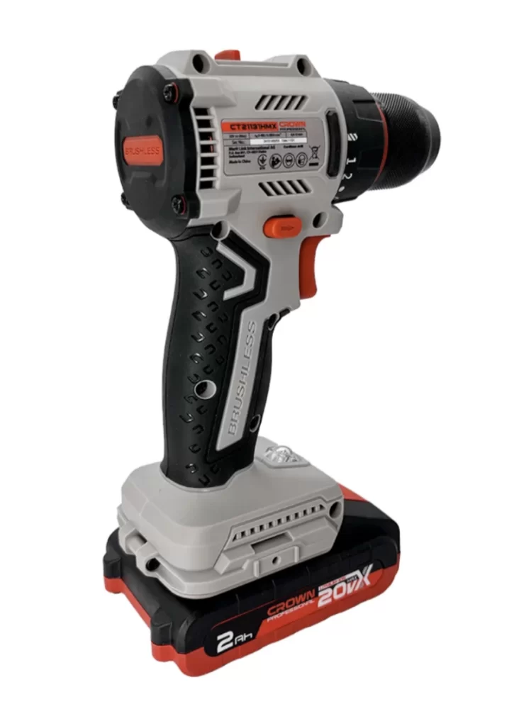 Аккумуляторная дрель-шуруповерт Crown CT21131HMX-2 BMC BL 20В (2х2,0 Ач) в кейсе №1