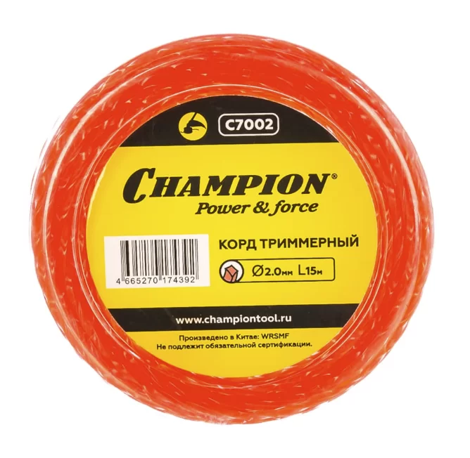 Леска для триммера Champion Twisted Square 2,0 мм/15м витая – №1