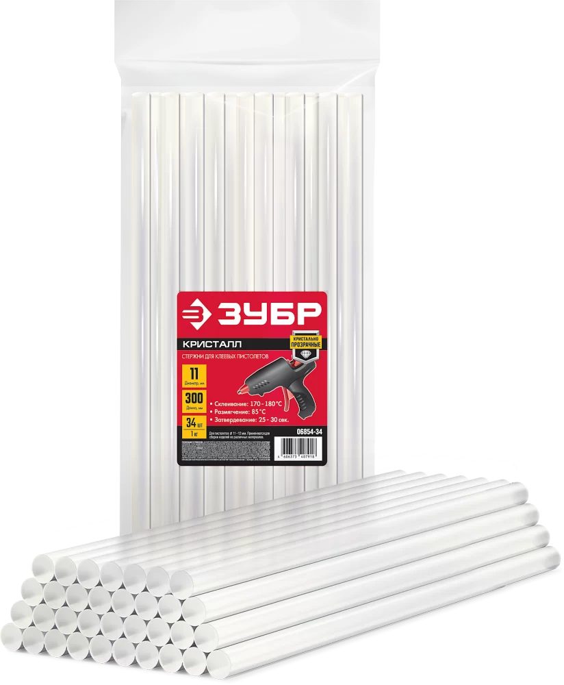 Клей для термопистолета Зубр 11х300 мм универсальный – №1