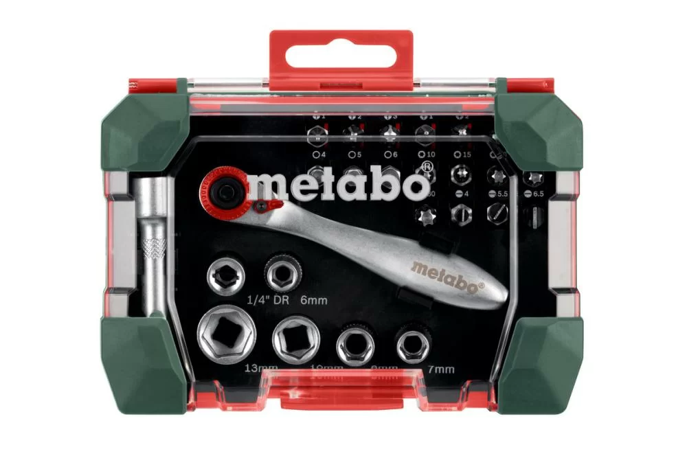 Набор бит и головок с ключом-трещоткой Metabo (26 шт) – №1