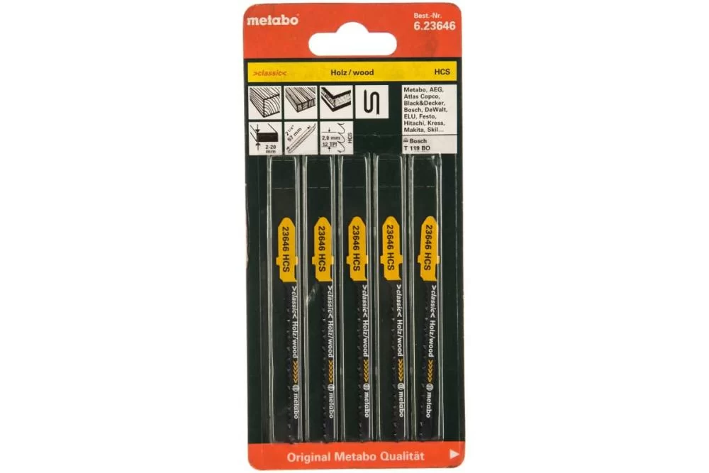 Набор пилок для лобзика Metabo Basic Wood (5 шт) – №1