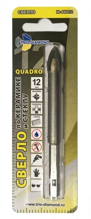 Сверло по керамике и стеклу Trio Diamond Quadro 12 мм – фото №1 Сверло по керамике и стеклу Trio Diamond Quadro 12 мм – №1