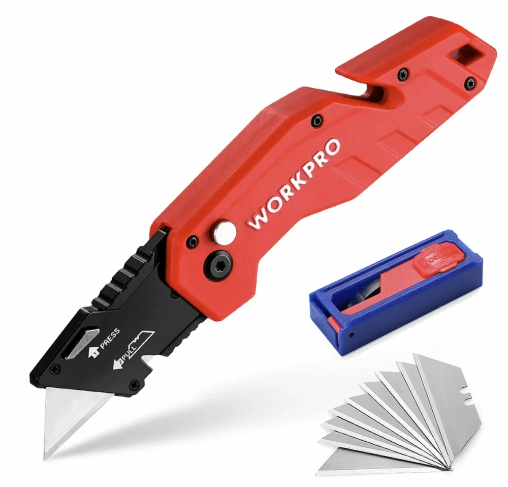 Нож складной WORKPRO с быстрой заменой лезвий, красный (WP211018) – №1