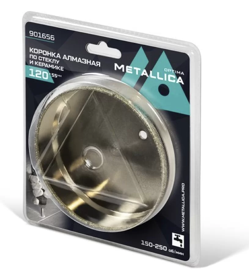 Коронка алмазная Metallica Optima 120x55 мм #80 по стеклу, плитке – фото №1 Коронка алмазная Metallica Optima 120x55 мм #80 по стеклу, плитке – №1
