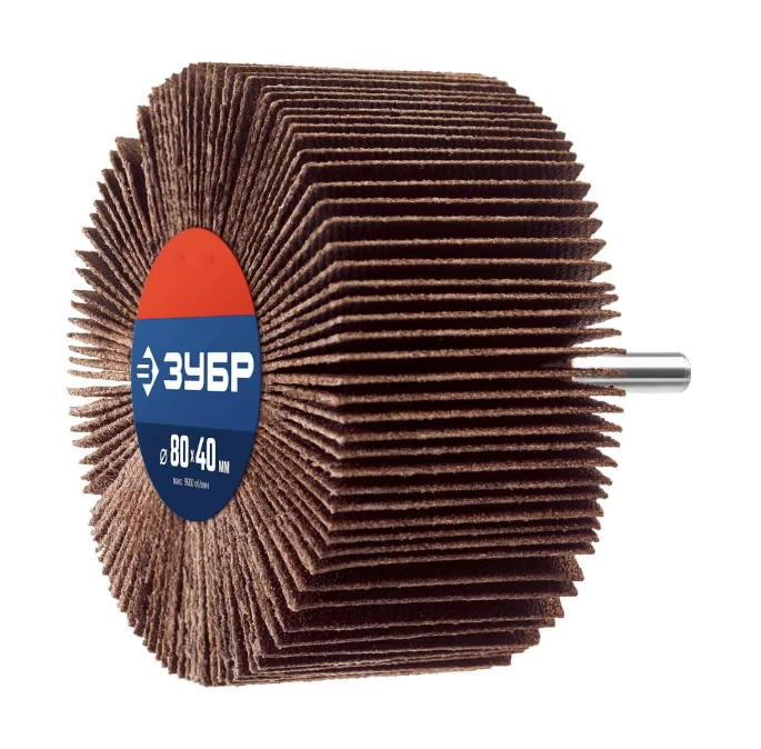 Диск шлифовальный лепестковый Зубр 80х40х6 мм P100 на шпильке – фото №1 Диск шлифовальный лепестковый Зубр 80х40х6 мм P100 на шпильке – №1