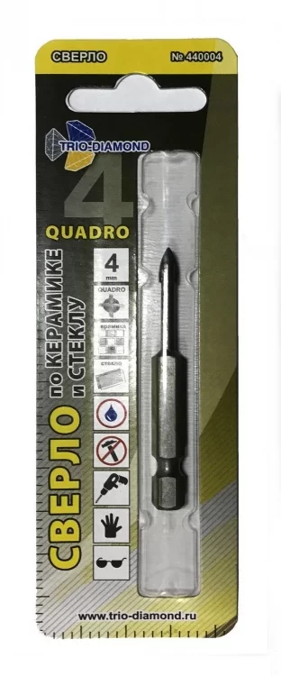 Сверло по керамике и стеклу Trio Diamond Quadro 4 мм – №1