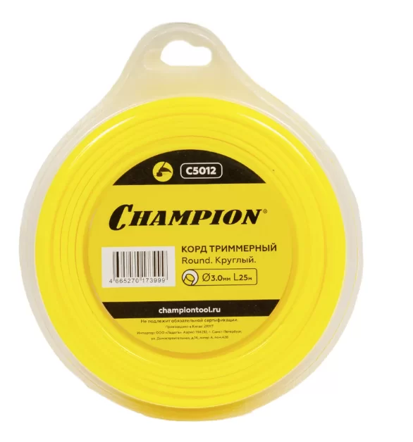 Леска для триммера Champion Round 3,0 мм/25 м круглая – №1