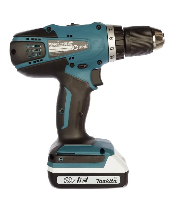 Аккумуляторная дрель-шуруповерт Makita DF 457DWE (2х1,5 Ач) – фото №1 Аккумуляторная дрель-шуруповерт Makita DF 457DWE (2х1,5 Ач) – №1