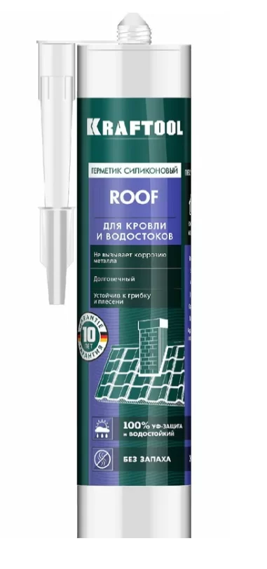 Герметик силиконовый Kraftool 300 мл прозрачный кровельный – №1