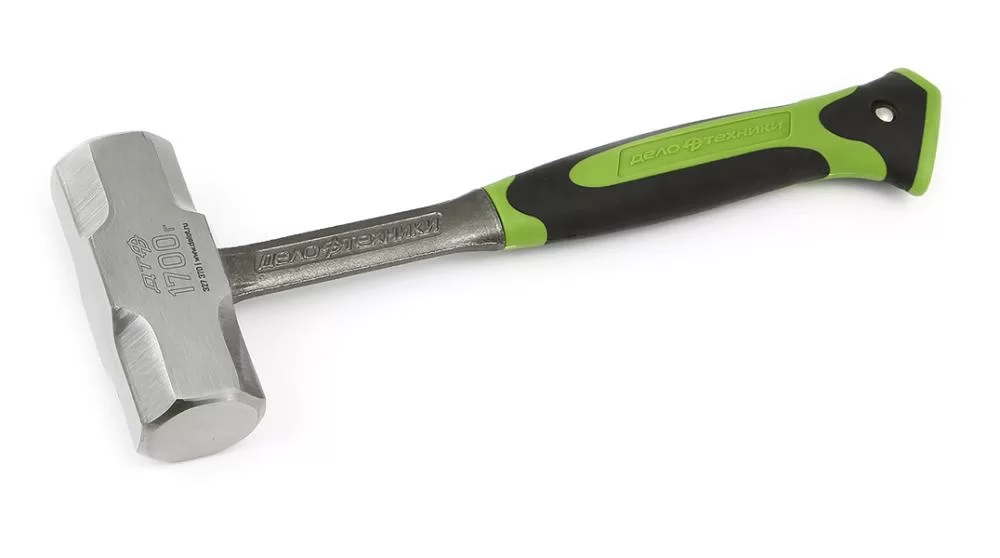 Кувалда Дело Техники с фиберглассовой рукояткой, цельнокованая круглая 1700 гр. – №1