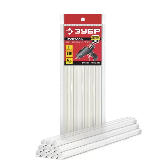 Клей для термопистолета Зубр 11х200 мм универсальный (06854-12) – фото №1 Клей для термопистолета Зубр 11х200 мм универсальный (06854-12) – №1