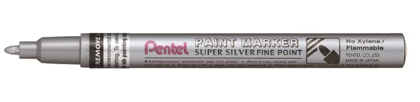 Маркер перманентный Pentel Paint 2,9 мм, серебристый – фото №1 Маркер перманентный Pentel Paint 2,9 мм, серебристый – №1