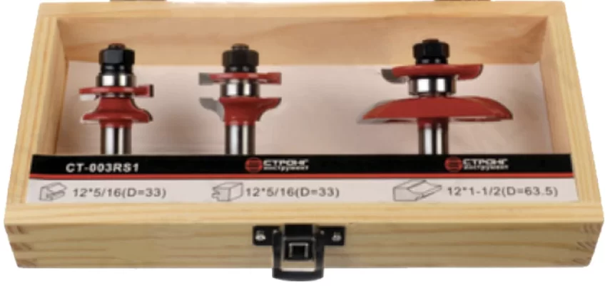 Набор твердосплавных фрез по дереву Strong 12х33х8,5/12х63,5х38 мм (3 шт) – №1