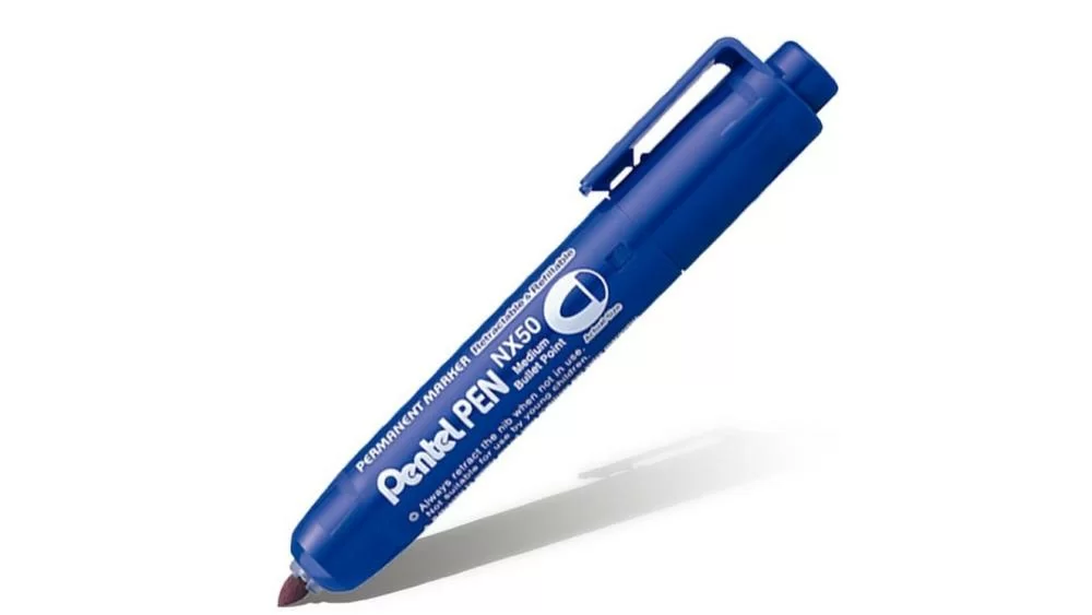 Маркер перманентный Pentel Pen 5 мм, автоматический, синий – фото №1 Маркер перманентный Pentel Pen 5 мм, автоматический, синий – №1