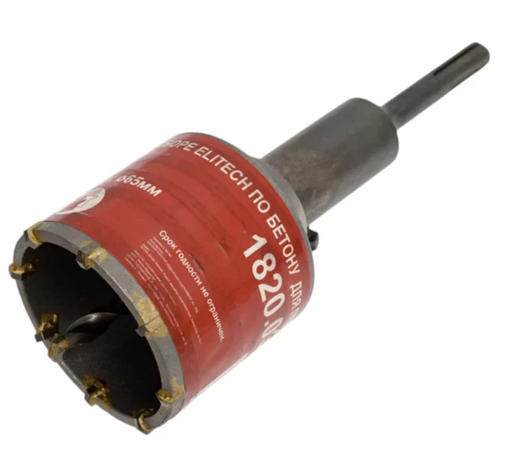 Коронка твердосплавная SDS+ Elitech 65 мм по бетону – фото №1 Коронка твердосплавная SDS+ Elitech 65 мм по бетону – №1