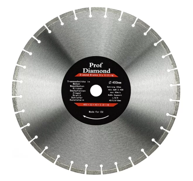 Диск алмазный Prof Diamond 450х3,8х32 мм сегментный – фото №1 Диск алмазный Prof Diamond 450х3,8х32 мм сегментный – №1