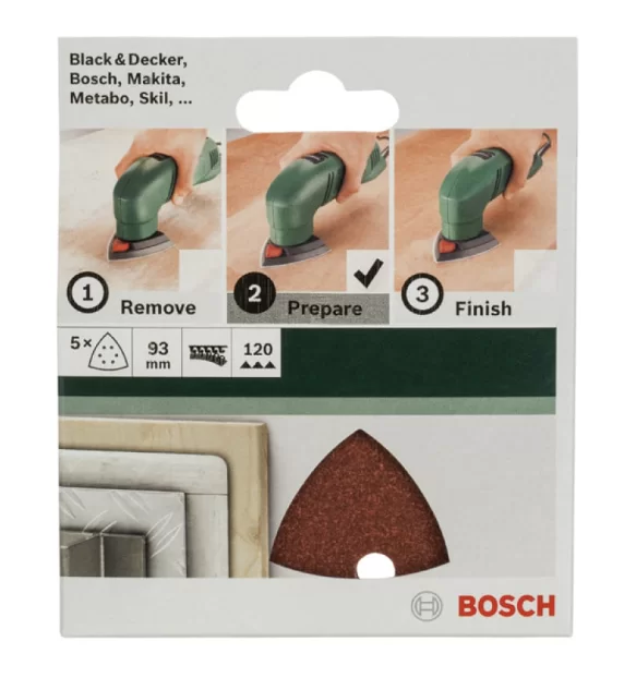 Лист шлифовальный Bosch 93х93 мм P120 (5 шт) №1