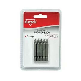 Товар «Набор бит Elitech Ph1х50 мм (5 шт)» Фото товара «Набор бит Elitech Ph1х50 мм (5 шт)»