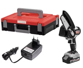 Фото товара «Аккумуляторная цепная пила Интерскол ПЦА-4/18ВМ МультиБокс100 (1х2,5 Ач)»